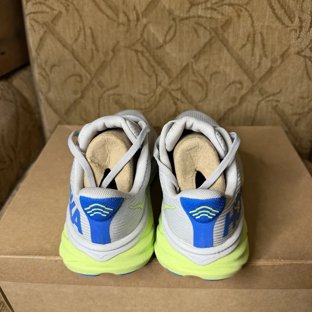 HOKA ONE ONE Y Clifton 9 Gray Volt Blue 1131170 STLC Youth 5 Women 6.5 MD